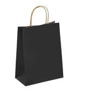 10/30/50 Party Giftware Bag Recyclable Kraft Paper Shopping Bag Valentine's Day Wedding Candy Gift Bag Packaging Handbag for Birthday Wedding Sweets(Black,15x21cmx20pcs)