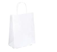 10/30/50 Party Giftware Bag Recyclable Kraft Paper Shopping Bag Valentine's Day Wedding Candy Gift Bag Packaging Handbag for Birthday Wedding Sweets(White,15x21cmx40pcs)