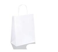 10/30/50Party Gift Bag Recyclable Kraft Paper Shopping Bag Christmas Day Wedding Candy Gift Bag Delivery Packaging Handbag(White,15x21cmx50pcs)