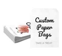 10-300pcs Personalised Full-Color Printed Paper Bag, Custom Photo or Text Kraft Treat Bags for Candy, Biscuits, Wedding Favours, Birthday Party, Candy Buffet and Envelope Decoration (White, 13x18cm)