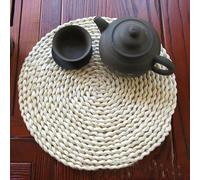 10-38cm Round/Square Woven Placemats, Flower shapes Natural Corn Husk Place mats, Braided Straw Table Mats for Dining(Natural 25cm)
