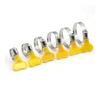 10-38mm Adjustable Stainless Steel Hose Clamp Set with Yellow Plastic Handles, Heavy Duty Pipe Clips for Securing Air, Water, Fuel(16-25mm 10PCS)