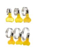 10-38mm Adjustable Stainless Steel Hose Clamp Set with Yellow Plastic Handles, Heavy Duty Pipe Clips for Securing Air, Water, Fuel(13-19mm 10PCS)