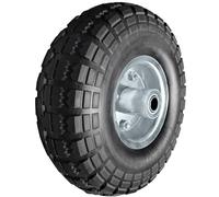 10" 4.10/3.50-4" Flat Free Solid Tire and Wheel with 16mm Axle Bore Hole 70mm Offset Hub Replacement Puncture Proof Wheel for Carts Wagon Trolley Hand Truck or Sack Truck