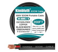 10/4 SOOW Wire 200FT, 10 AWG 600V SOOW Bulk Cable, 10 Gauge 4 Conductor Portable Power Cable, Extension Cord for Welder,Generator,Portable Light,Circuits,EV Car Charger,Motor Lead