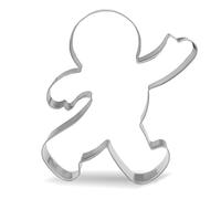 10.5 cm Christmas Waving Gingerbread Man Cookie Cutter - Stainless Steel