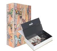 10.5 Inch Diversion Book Safe Storage Box, Secret Safe Metal Lock Box,Money Storage Collection Box,Dictionary Secret Safe Can Stash Secret Book Security Locker with Key, Extra Large (Butterfly, Key)