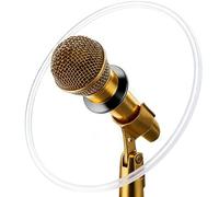 10.5″ Shatterproof Acrylic Sound Shield with Edge Guard Strip & Adjustable Rubber Ring - Universal Fit for XLR Mics, Trumpet, Trombone, Saxophone & Vocals | Home & Stage Use(4 PACK)