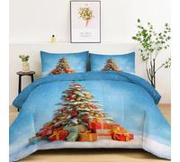 10.5 Tog Christmas Tree Coverless Duvet Super King Size, Soft Warm Tufted Arches Quilted Comfortable Coverless Duvet Spring Summer Camping Blanket Washable Quilt Lightweight Duvets with Pillowcases