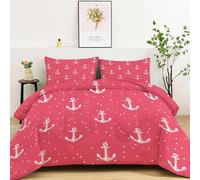 10.5 Tog Nautical Anchor Polka Dot Coverless Duvet Oversized King Size, Soft Tufted Arches Quilted Comfortable Coverless Duvet Spring Summer Camping Blanket Quilt Lightweight Duvets, Watermelon Red