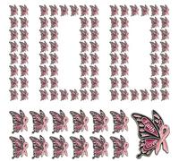 10/50/100 Pack Breast Cancer Awareness Pins, Enamel Pink Ribbon Butterfly Lapel Pins for Events, Survivor Support, Zinc Alloy Steel, no gemstone