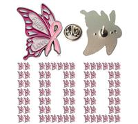 10/50/100 Pack Breast Cancer Butterfly Pins, Enamel Pink Ribbon Awareness Brooches and Lapel Pins for Survivor Support, Zinc Alloy Steel, no gemstone