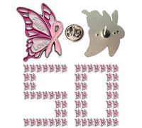 10/50/100 Pack Breast Cancer Butterfly Pins, Enamel Pink Ribbon Awareness Brooches and Lapel Pins for Survivor Support, Zinc Alloy Steel, no gemstone