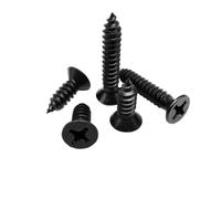 10/50/100pc M1.7 M2 M2.6 M3 M3.5 M4 M5 M6 Black 304 Stainless Steel Cross Flat Countersunk Head Self Tapping Wood Screw(10mm,100pcs M1.7)