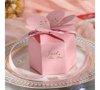 10/50/100PCS Party Gift Box with Ribbon,Three-Dimensional Petals,Candy Box,Wedding,Engagement,Bridal,Baby Shower,Birthday Party Supplies