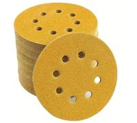 10/50/100PCS Yellow Sandpaper with 8 Holes Hook Loop Sandpaper 60-800 Grits 5Inch Sanding Disc Abrasive Tools,50pcs 150 Grits,HFA,001