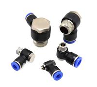 10/50/200 Pcs PH External Hexagonal Thread Straight Through 1/8 1/2 3/8 1/4 Pneumatic Fitting for Air Hose Tube Connectors(PH4-M5,10 pcs)