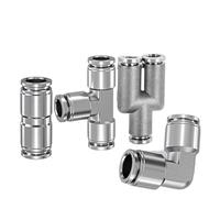 10/50/200Pcs PU PV PE PY 304 Stainless Steel Metal Pneumatic Quick Coupling 4 6 8 10 12mm Push in Air Hose Fitting Connector(200 Pcs,PU-10)