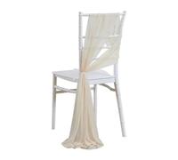 10/50 pcs as Chiffon Chair Sashes Wedding Chair Decoration for Aisle Party Banquet Event,17x275cm long-beige-50 pcs