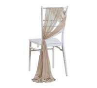 10/50 pcs as Chiffon Chair Sashes Wedding Chair Decoration for Aisle Party Banquet Event,17x275cm Long-Light khaki-10 pc