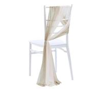 10/50 pcs as Chiffon Chair Sashes Wedding Chair Decoration for Aisle Party Banquet Event,17x275cm Long-Beige and white-10 pcs