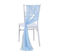 10/50 pcs as Chiffon Chair Sashes Wedding Chair Decoration for Aisle Party Banquet Event,17x275cm Long-Light sky-50 pcs