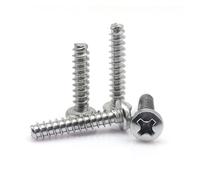 10/50pc M1.2 M1.4 M1.6 M2 M2.6 M3 M3.5 M4 M5 A2-70 304 Stainless Steel Cross Pan Round Head Flat End Self Tapping Screw(30mm,10pcs M5)