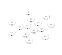10-50pcs 14K/18K Gold Color Plated Brass 3-12mm Round Spacer Beads Flat Bracelet Beads for DIY Jewelry Findings Accessories(Silver,3mm x 30Pcs)