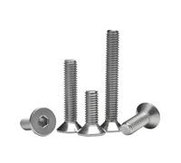 10-50pcs 304 Stainless Steel Countersunk Head Hex Socket Screws Bolt Thread Machine Metal Screws M2 M2.5 M3 M4 M5 M6(10mm,M4 (20pcs))