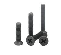 10-50pcs Black 304 Stainless steel Mini Small M1.6 M2 M2.5 M3 M3.5 M4 M5 M6 Cross Phillips Flat Countersunk Head Screw Bol(10mm,M1.6 (50PCS))