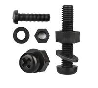 10-50pcs Combination Black Nylon Screw Nut Washer Gasket Set Round Head Cross Bolt Plastic Insulated Screw M2 M2.5 M3 M4 M5 M6 M8(12mm,M4 (20Pcs))