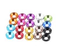 10-50pcs/lot aluminum countersunk washer m2 m2.5 M3 M4 M5 M6 M8 colourful Anodized Countersunk Head Washers Gasket(M2.5 50pcs,Black)