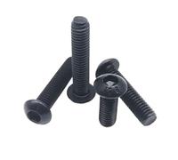 10/50pcs M1.6 M2 M2.5 M3 M4 M5 M6 M8 Black Grade 10.9 Steel Hexagon Hex Socket Head Button Mushroom socket Bolt Screw(4mm,M3 (50pcs))