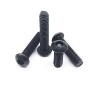 10/50pcs M1.6 M2 M2.5 M3 M4 M5 M6 M8 Black Grade 10.9 Steel Hexagon Hex Socket Head Button Mushroom socket Bolt Screw(3mm,M2 (50pcs))