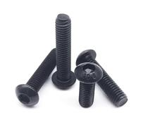 10/50pcs M1.6 M2 M2.5 M3 M4 M5 M6 M8 Black Grade 10.9 Steel ISO7380 Hexagon Hex Socket Head Button Mushroom Bolt Screw(5mm,M3 (50pcs))