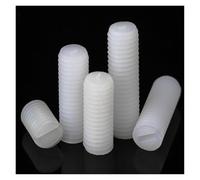 10/50pcs M3 M4 M5 M6 M8 Length 5-40mm White Nylon Plastic Insulated No Head Headless Grub Bolt Slotted Flat End Point Set Screw(10mm,10pcs M5)