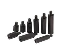 10-50pcs Male to female nylon standoff M2 M2.5 M3 M4 M5 M6*L+6 white black pcb Nylon Standoff Spacer Column Plastic Screws(Black,18MM_M2 50PCS)