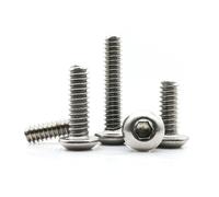 10/50pcs UNC 2#-56 4#-40 6#-32 8#-32 10#-24 Coarse Thread 304 Stainless Steel Hex Hexagon Socket Button Round Head Bolt Screw(1/2",50pcs UNC 2-56)