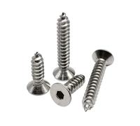 10/50X M2 M2.3 M2.6 M3 M4 M5 M6 A2-70 304 Stainless Steel Hexagon Hex Socket Flat Countersunk Head Self Tapping Wood Screw(6mm)
