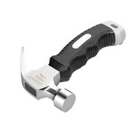 10.58 Oz Small Claw Hammer, Forged Steel Stubby Tack Hammer with Shock-absorbing Black Rubber Handle for Driving and Pulling Out Nails (black)