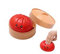 10*5cm Giant Mystery Dumpling Squishy, Dumpling Squishy Stress Balls, with Steamer Box, Soft Squeeze Dumplings Squishys for Stress Relief, Squishy Dumpling Fidget Toy for Adults Kids (red)