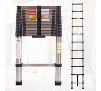 10.5ft/3.2M Telescopic Ladder, Multi-Purpose Telescoping Extension Ladder, Lightweight & Portable, Adjustable 11 Step Ladder, for Decorating, Painting, Cleaning, Repairing