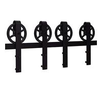 10.5FT/320cm Vintage Sliding Barn Wood Door Closet Hardware Track Kit Track System Big Wheel Rollers for Double Door