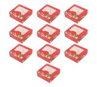 10/5Pcs Christmas Cookie Box with Window Candy Chocolate Biscuit Packaging Boxes Xmas Gift Wrapping New Year Party Treat Box(C,10pcs)