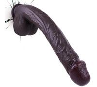 10.6 & 14.6 Inch Extra Long Dual-Density Liquid Silicone Realistic Dildo Anal Plug, Hand-Painted Veins, Soft-Firm Core, Flesh Brown Dark Coffee, Discreet Adult Sex Toy for All Genders (Black Coffee,S)
