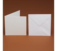 10 6" Blank Cards and 10 Smooth 6" Envelopes - DIY, Wedding, Projects, Greeting Cards, Scrapbooking… (150MMX 150MM) (White Smooth)