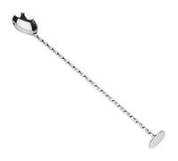 10.62 Inch Cocktail Mixing Spoon, Stainless Steel Spoon, Long Handle Spiral Tall Spoon Drink Mixing Spoon with Flat Bottom, Silver