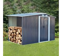 10.79 x 4.33FT Metal Garden Storage Shed with Log Storage