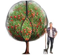 10.8 x 9.8 Ft Black Large Fruit Tree Netting with Zipper and Drawstring, Breathable Mesh Garden Bird Netting Plant Cover, Insect Bird Barrier Net Mesh for Protect Fruits Plants from Squirrel Bugs