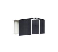 10.8x6.8ft Metal Garden Shed with Log Storage | Galvanized Steel & 4 Vents | Heavy-Duty Tool Shed in Black The hot sale Black